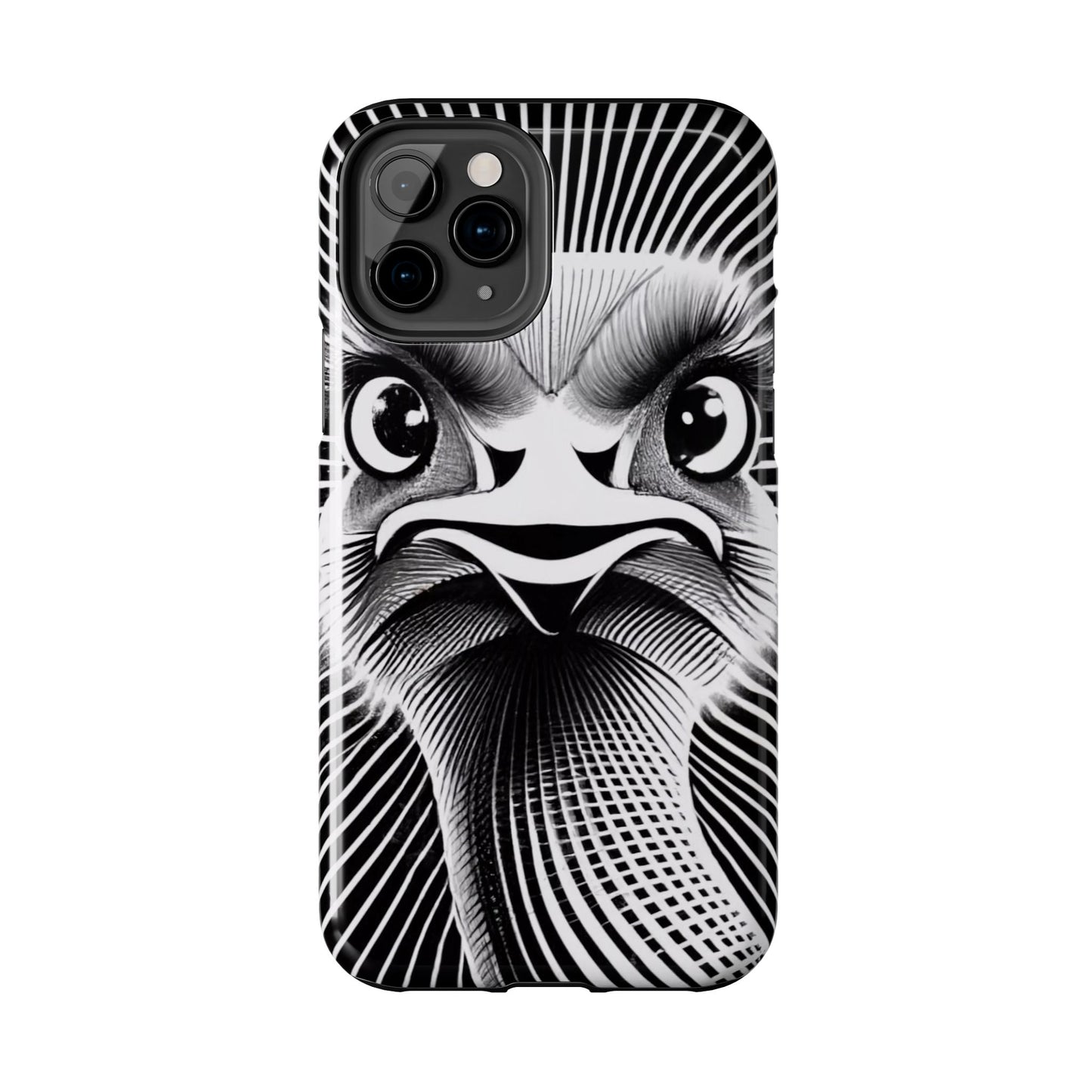 Mystical Stare Monochrome Ostrich Tough Phone Case