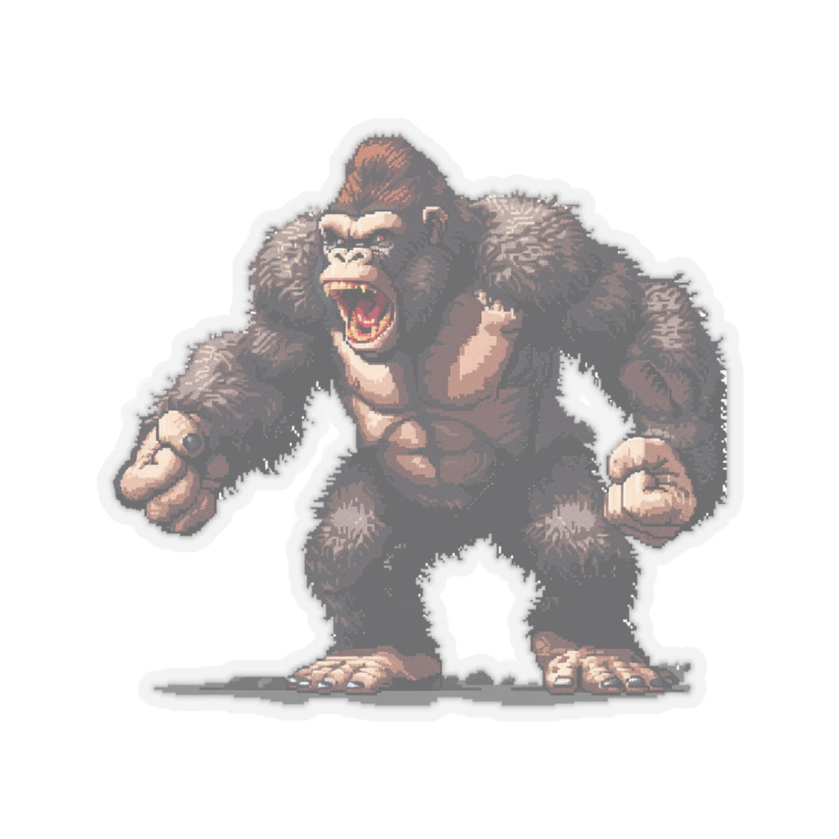 Pixelated Angry Giant Ape Arms Spread Vinyl Sticker