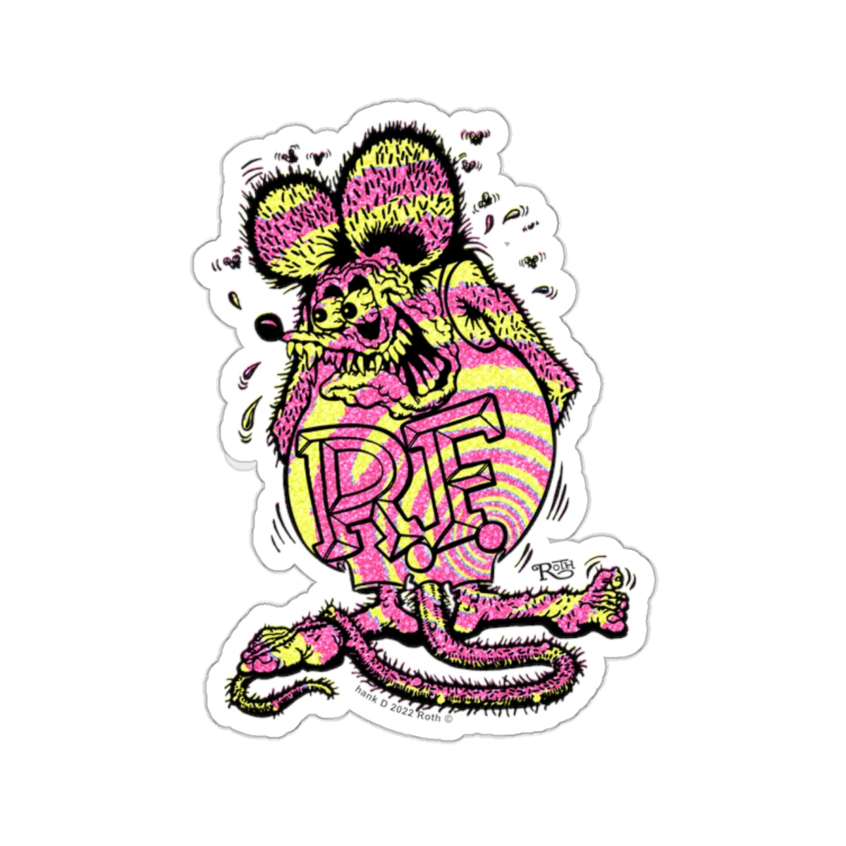 Metallic Swirl Rat Fink Sticker: Psychedelic Fusion