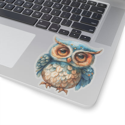 Arctic Blue Owl Watercolor Cartoon Sticker