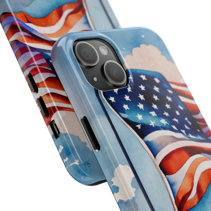 Windswept Patriot Watercolor Flag Tough Phone Case