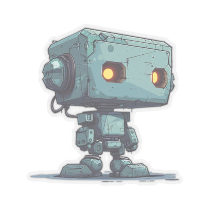 Teal Blocky Robot Vinyl Sticker