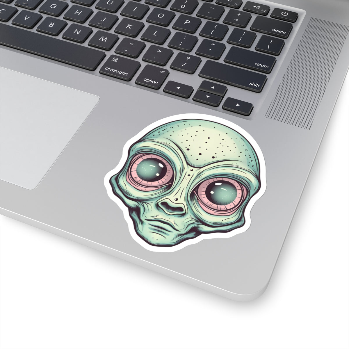 Pale Green Alien Head Vinyl Sticker