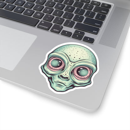 Pale Green Alien Head Vinyl Sticker