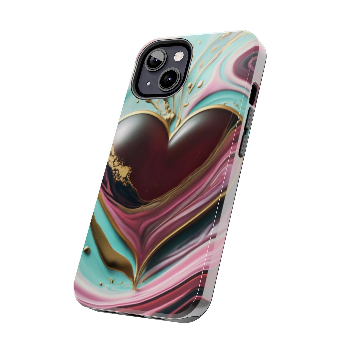 Glossy Heartburst Acrylic Pour Tough Phone Case