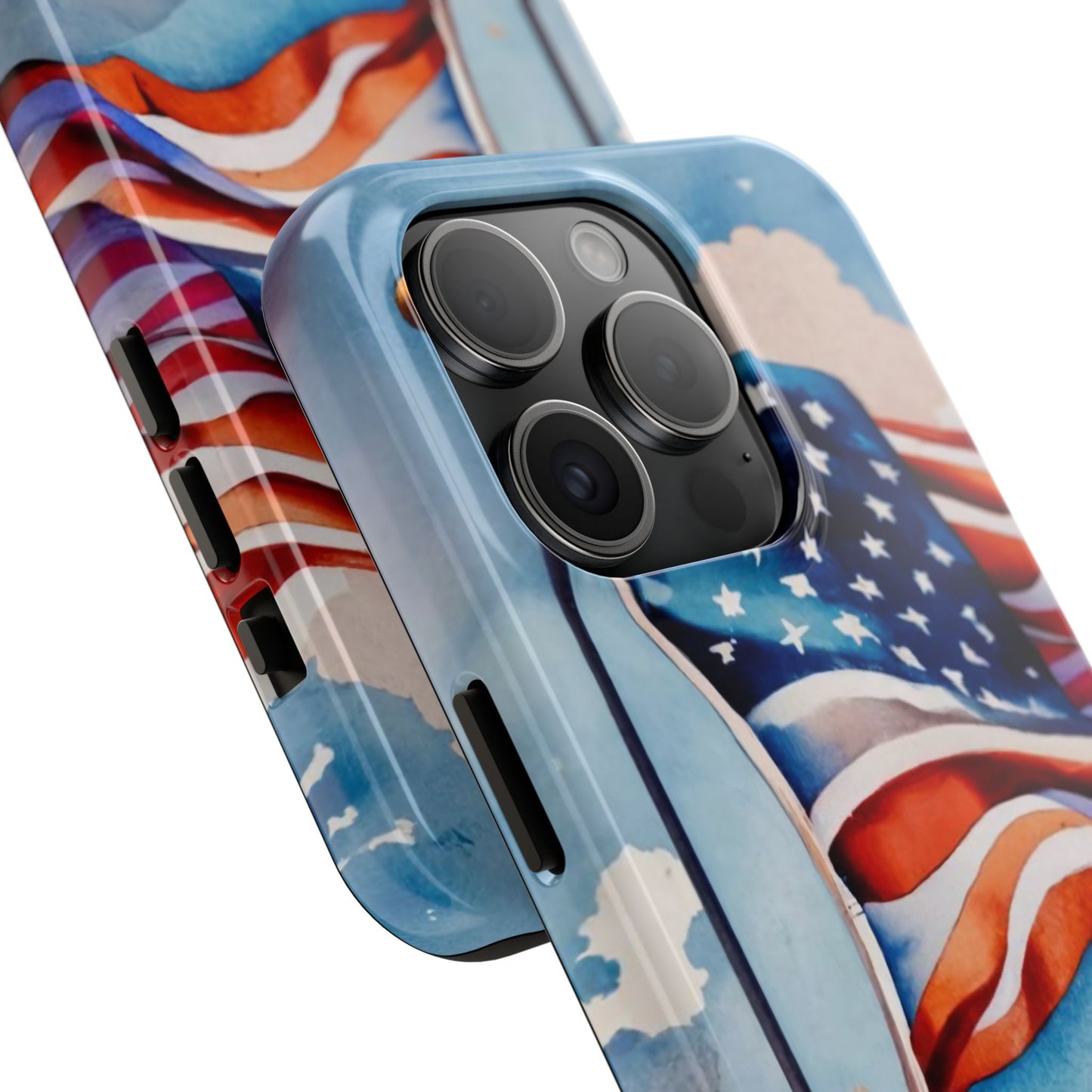 Windswept Patriot Watercolor Flag Tough Phone Case