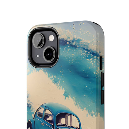 Wave Chasing Painted Blue VDub Beetle - Tough Phone Case