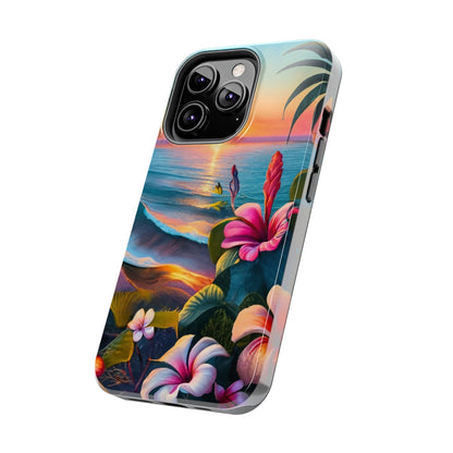 Sunset Beach Hibiscus Palms Tough Phone Case
