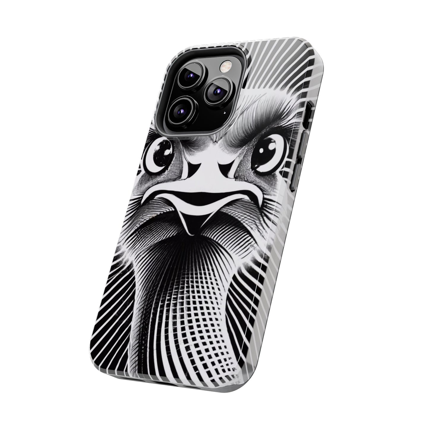 Mystical Stare Monochrome Ostrich Tough Phone Case