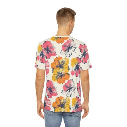 Tropical Ink Blooms Tee - Pink & Yellow Hawaiian Floral Shirt