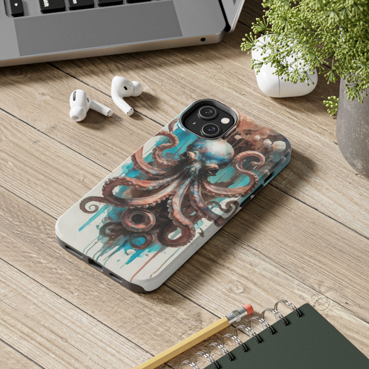 Serene Octopus Watercolor Tough Phone Case