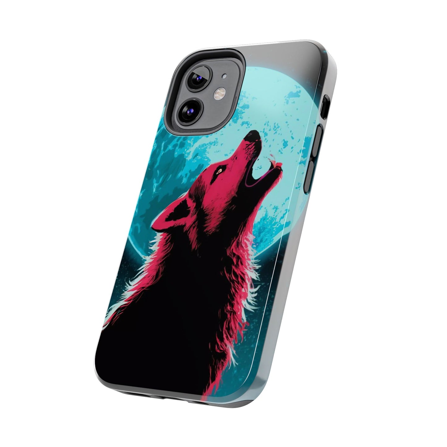 Teal Moon Wolf Serenade Tough Phone Case