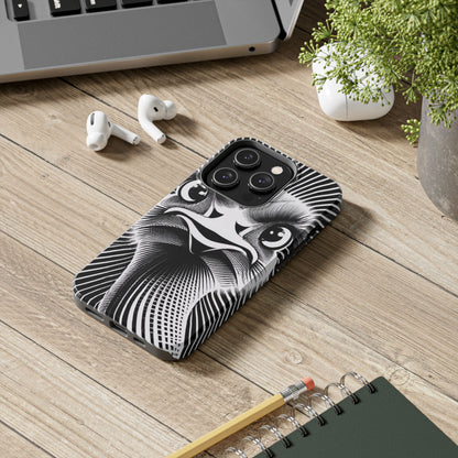 Mystical Stare Monochrome Ostrich Tough Phone Case