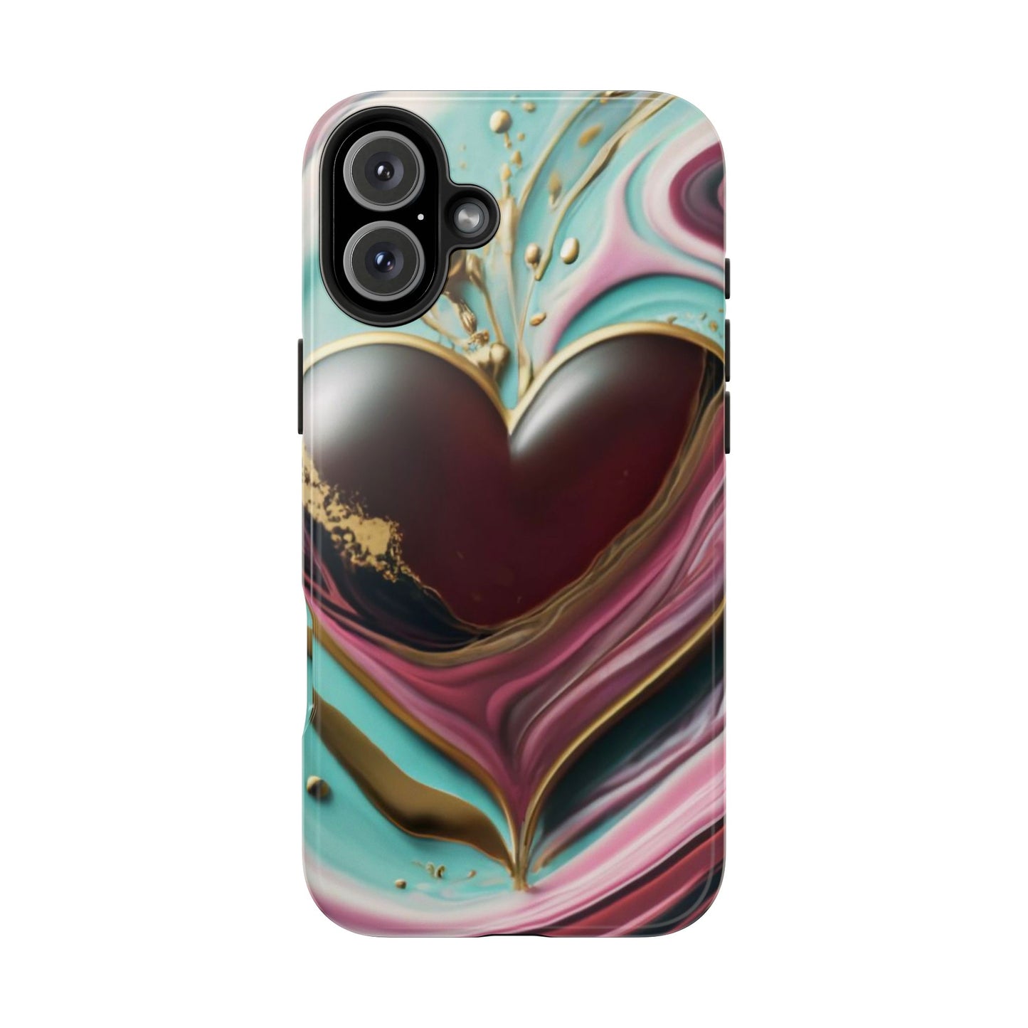 Glossy Heartburst Acrylic Pour Tough Phone Case