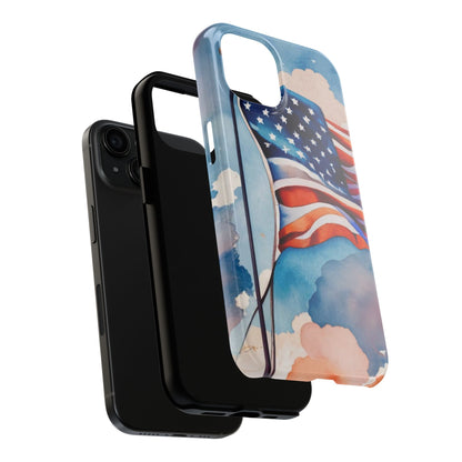 Windswept Patriot Watercolor Flag Tough Phone Case