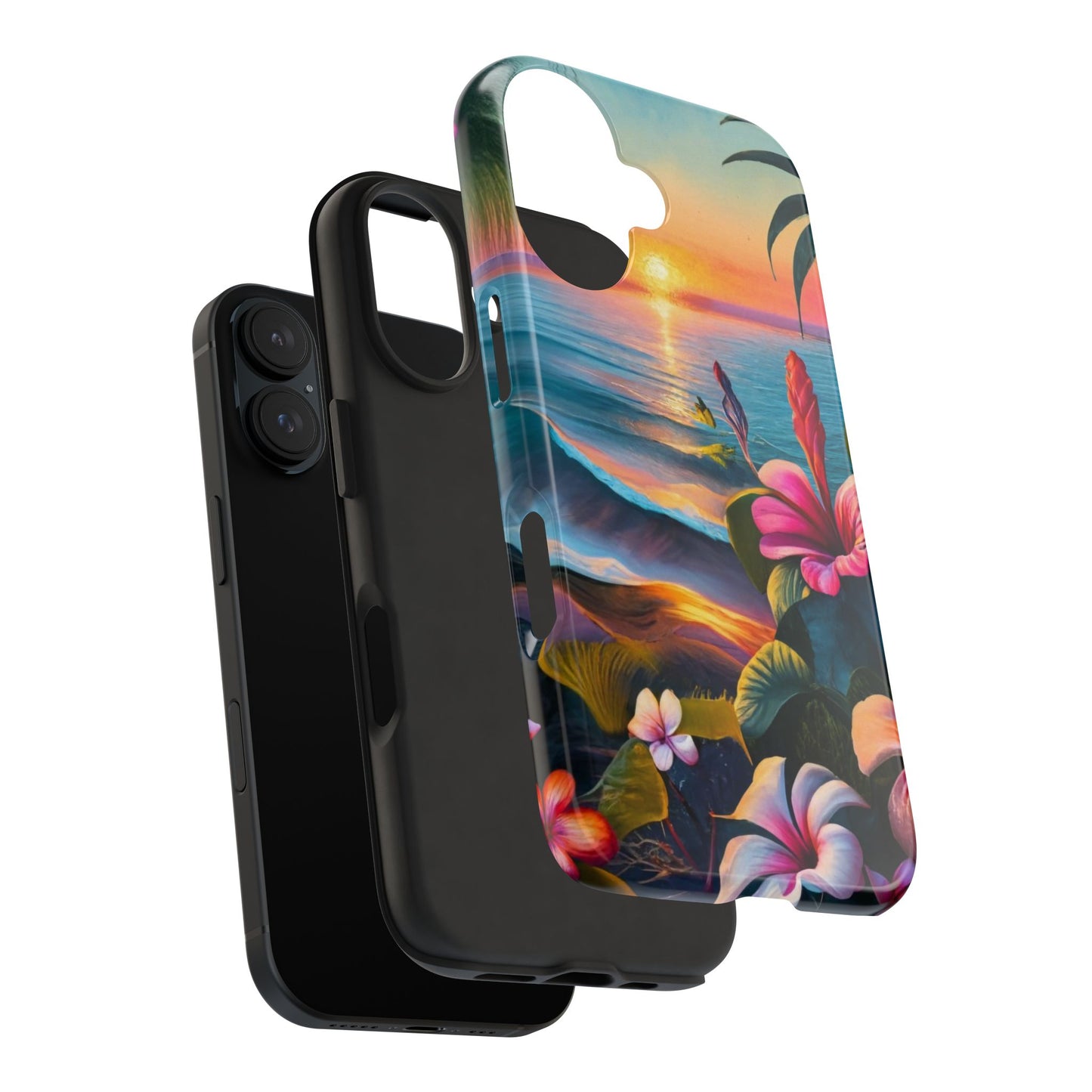 Sunset Beach Hibiscus Palms Tough Phone Case