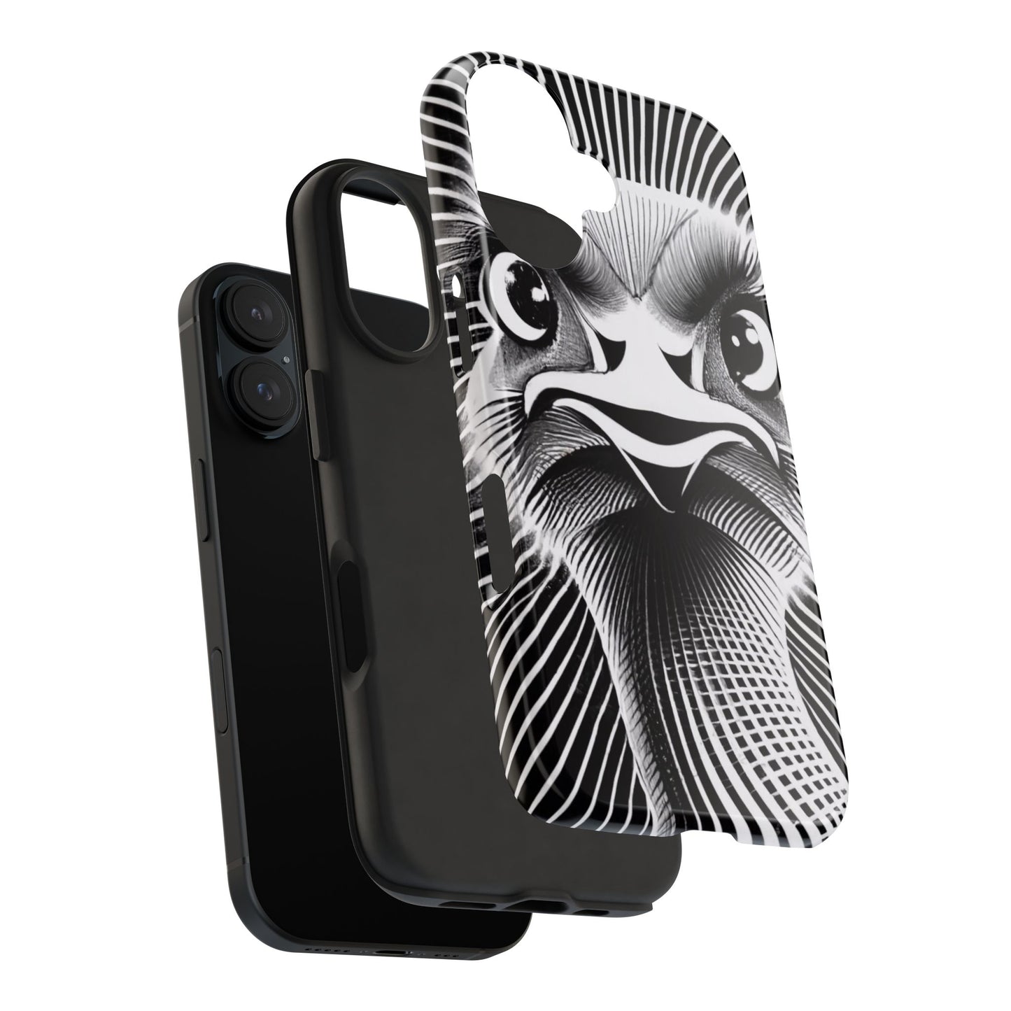 Mystical Stare Monochrome Ostrich Tough Phone Case