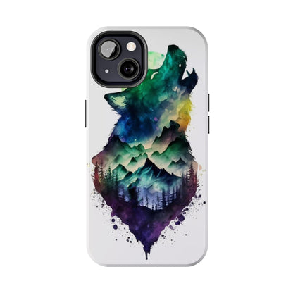 Moonlit Howling Wolf Double Exposure Tough Phone Case