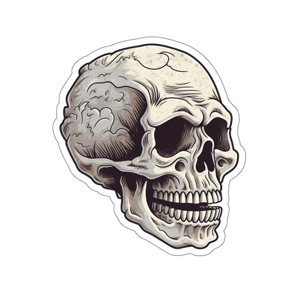 Light Tan Cracked Texture Skull Sticker