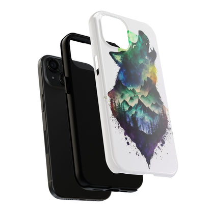 Moonlit Howling Wolf Double Exposure Tough Phone Case