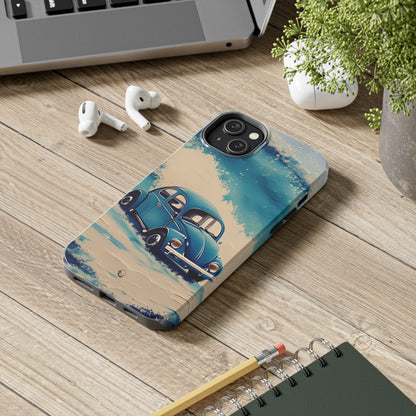 Wave Chasing Painted Blue VDub Beetle - Tough Phone Case