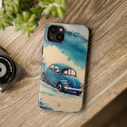 Wave Chasing Painted Blue VDub Beetle - Tough Phone Case