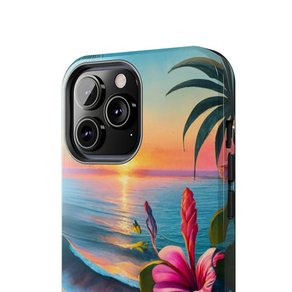 Sunset Beach Hibiscus Palms Tough Phone Case