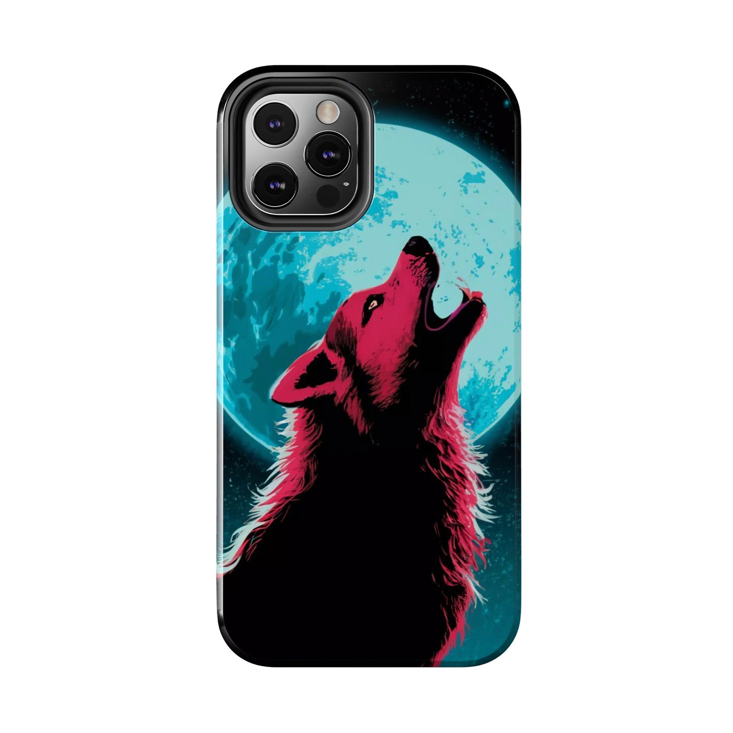 Teal Moon Wolf Serenade Tough Phone Case