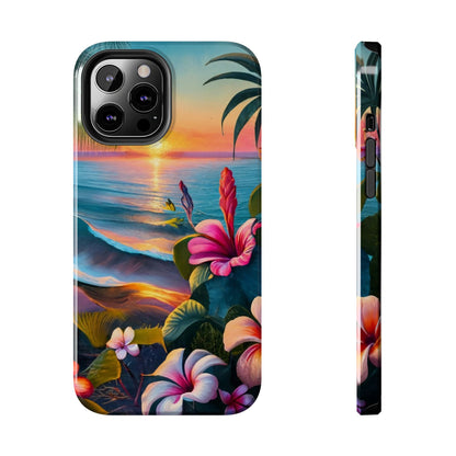 Sunset Beach Hibiscus Palms Tough Phone Case