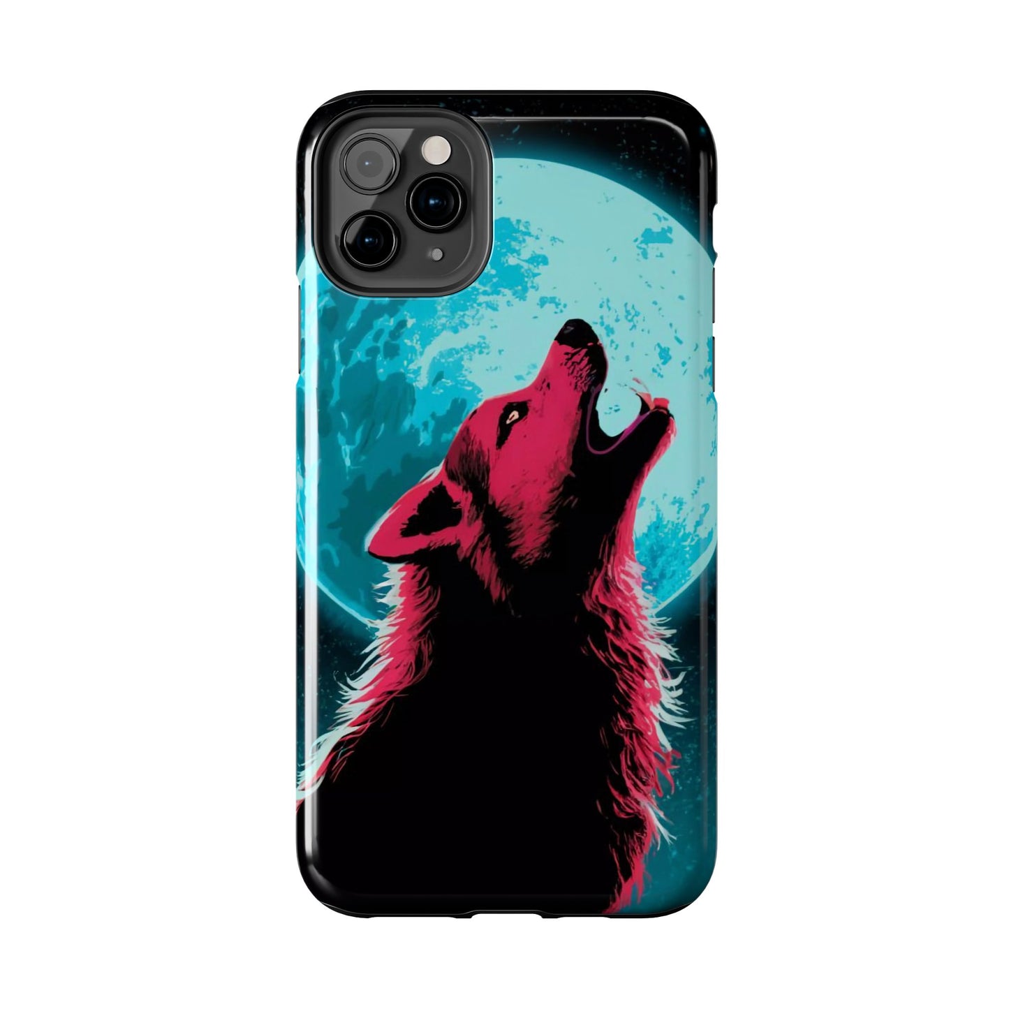 Teal Moon Wolf Serenade Tough Phone Case