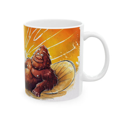 Bigfoot Sunset Vibes Mug – Playful Hand-Drawn