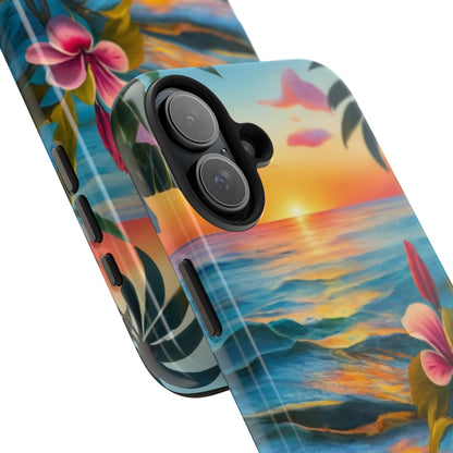 Sunset Palms and Hibiscus Tough Phone Case