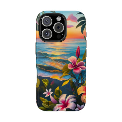 Sunset Palms and Hibiscus Tough Phone Case