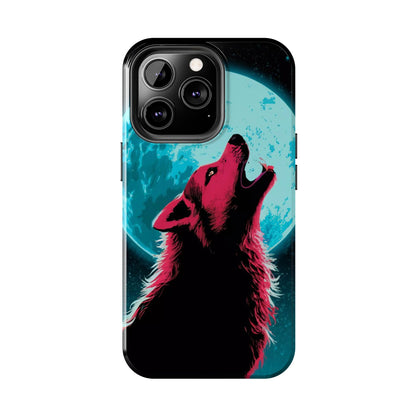 Teal Moon Wolf Serenade Tough Phone Case