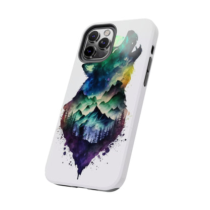 Moonlit Howling Wolf Double Exposure Tough Phone Case