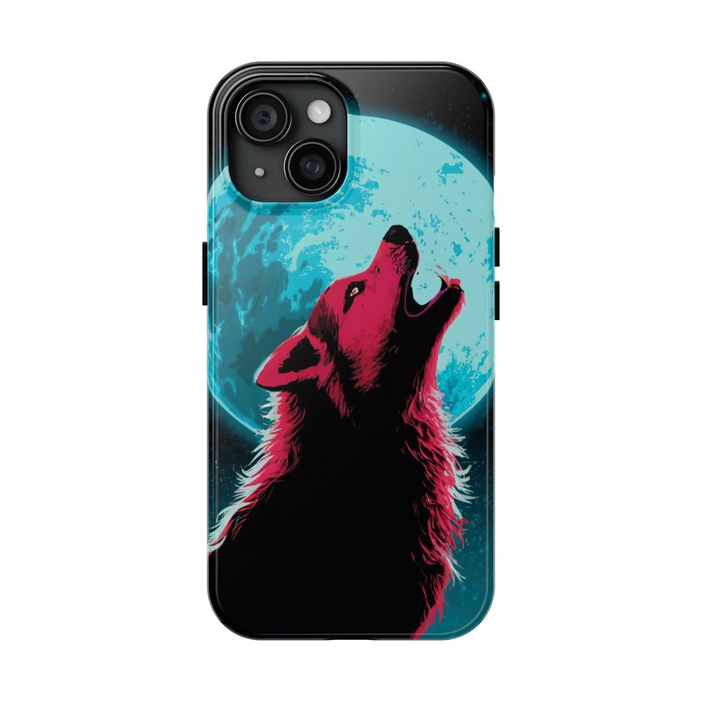 Teal Moon Wolf Serenade Tough Phone Case