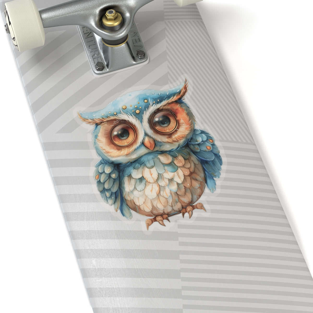 Arctic Blue Owl Watercolor Cartoon Sticker