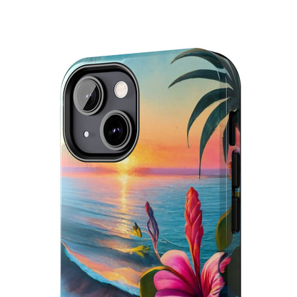 Sunset Beach Hibiscus Palms Tough Phone Case