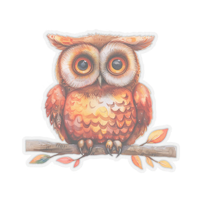 Cute Orange Owl Watercolor Cartoon Sticker