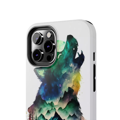 Moonlit Howling Wolf Double Exposure Tough Phone Case