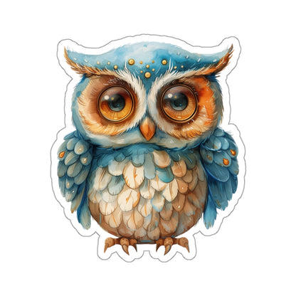 Arctic Blue Owl Watercolor Cartoon Sticker