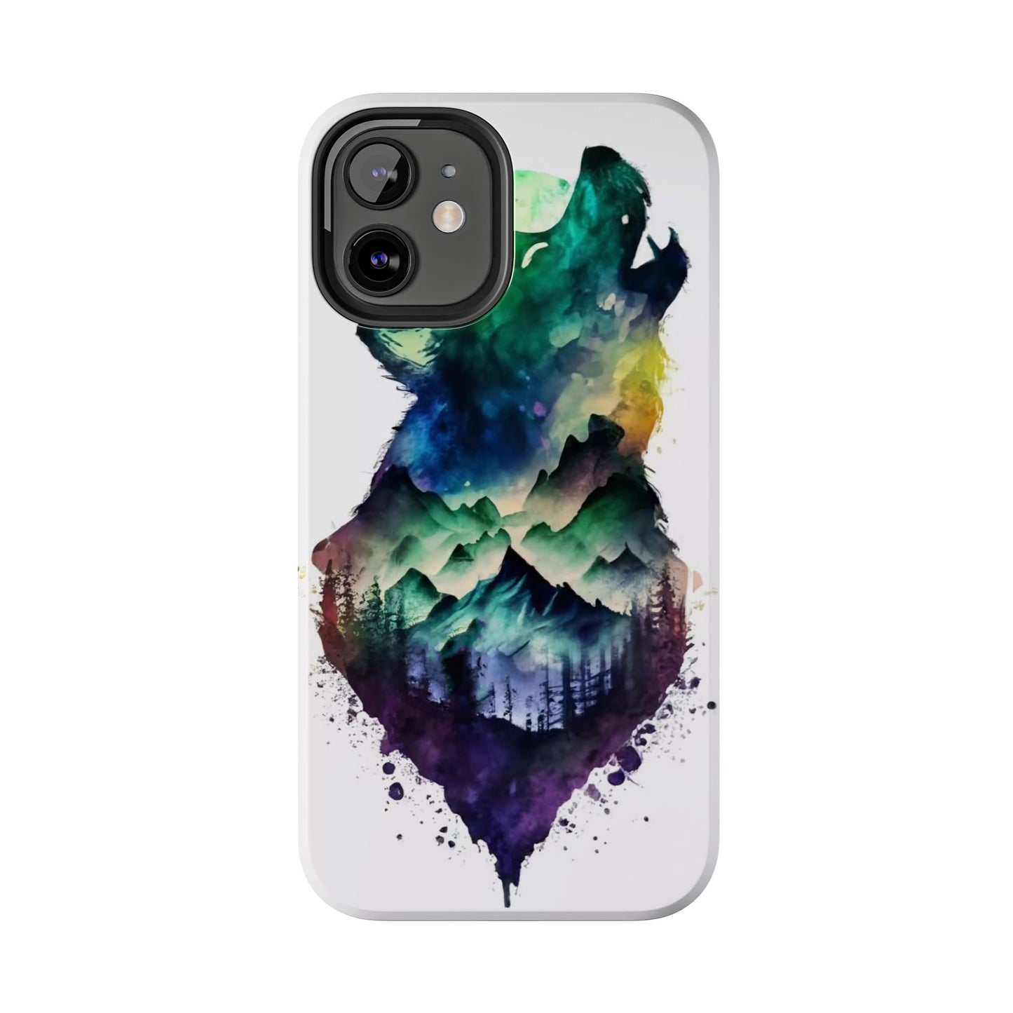 Moonlit Howling Wolf Double Exposure Tough Phone Case