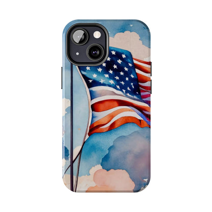 Windswept Patriot Watercolor Flag Tough Phone Case