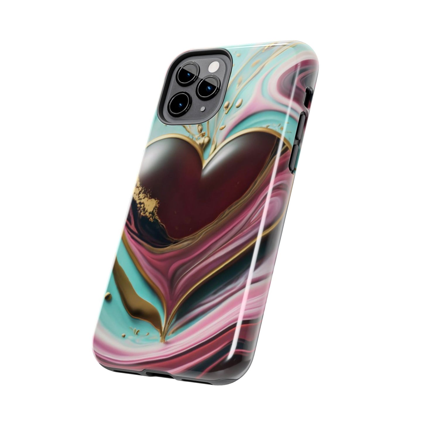 Glossy Heartburst Acrylic Pour Tough Phone Case