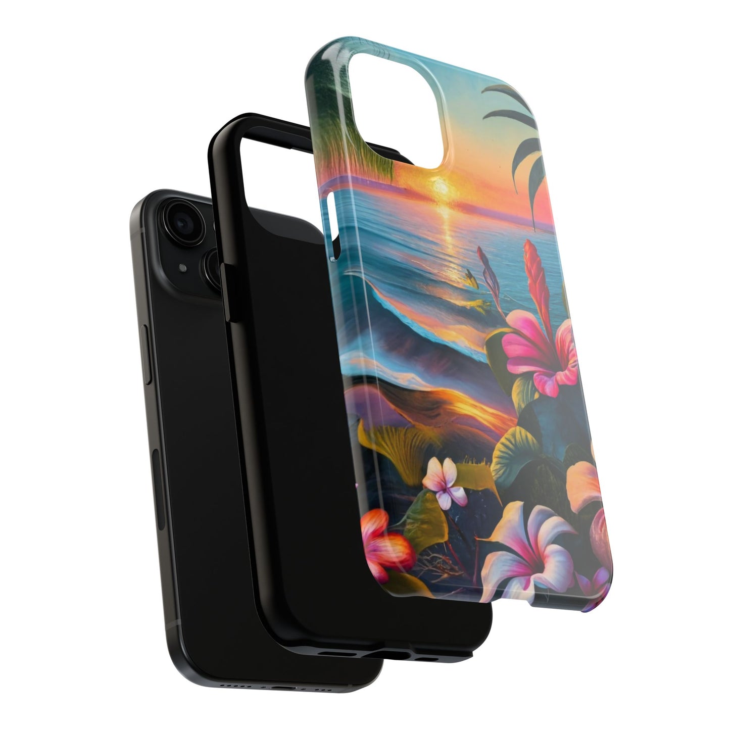 Sunset Beach Hibiscus Palms Tough Phone Case