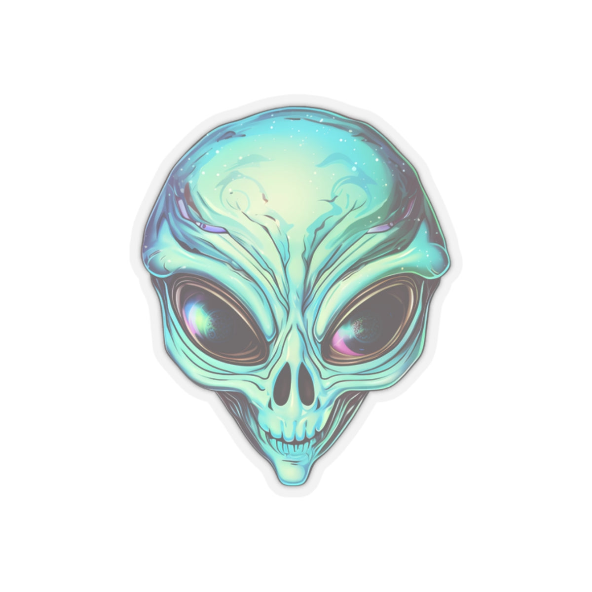 Creepy Green Alien Head Vinyl Sticker