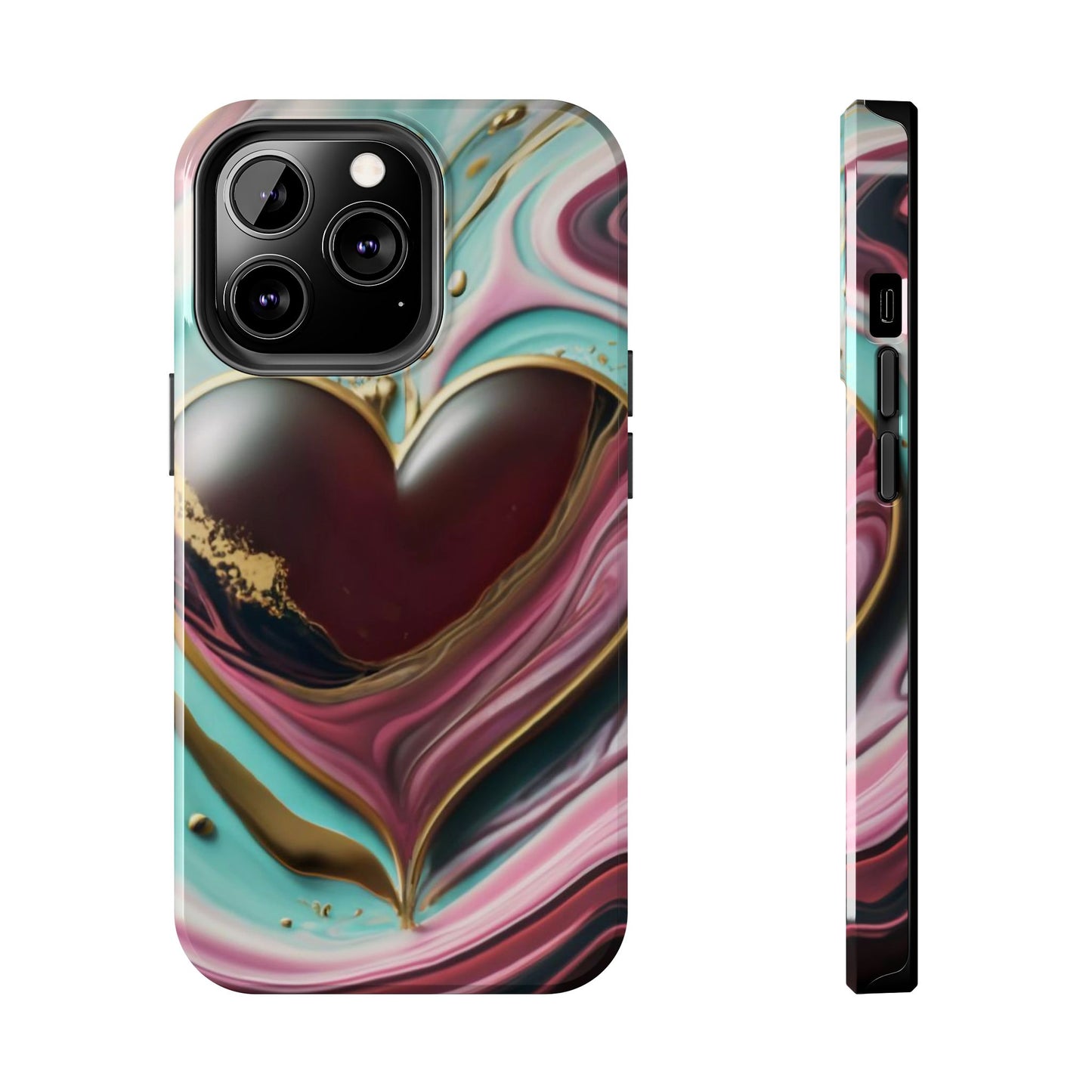 Glossy Heartburst Acrylic Pour Tough Phone Case