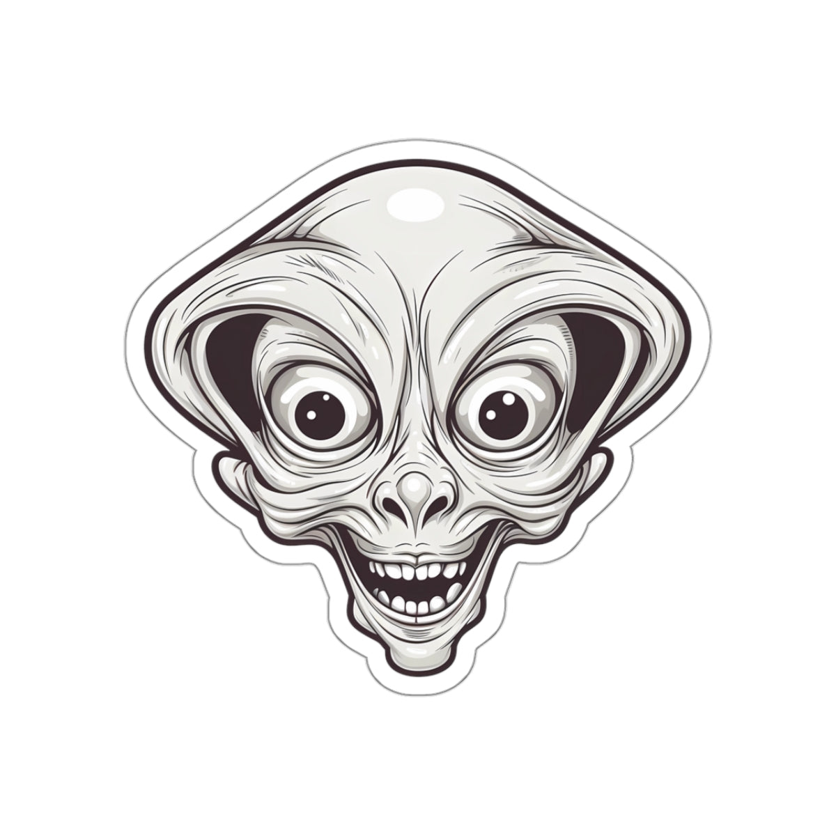 Bulging Eyes Alien Head Vinyl Sticker