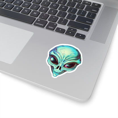 Creepy Green Alien Head Vinyl Sticker