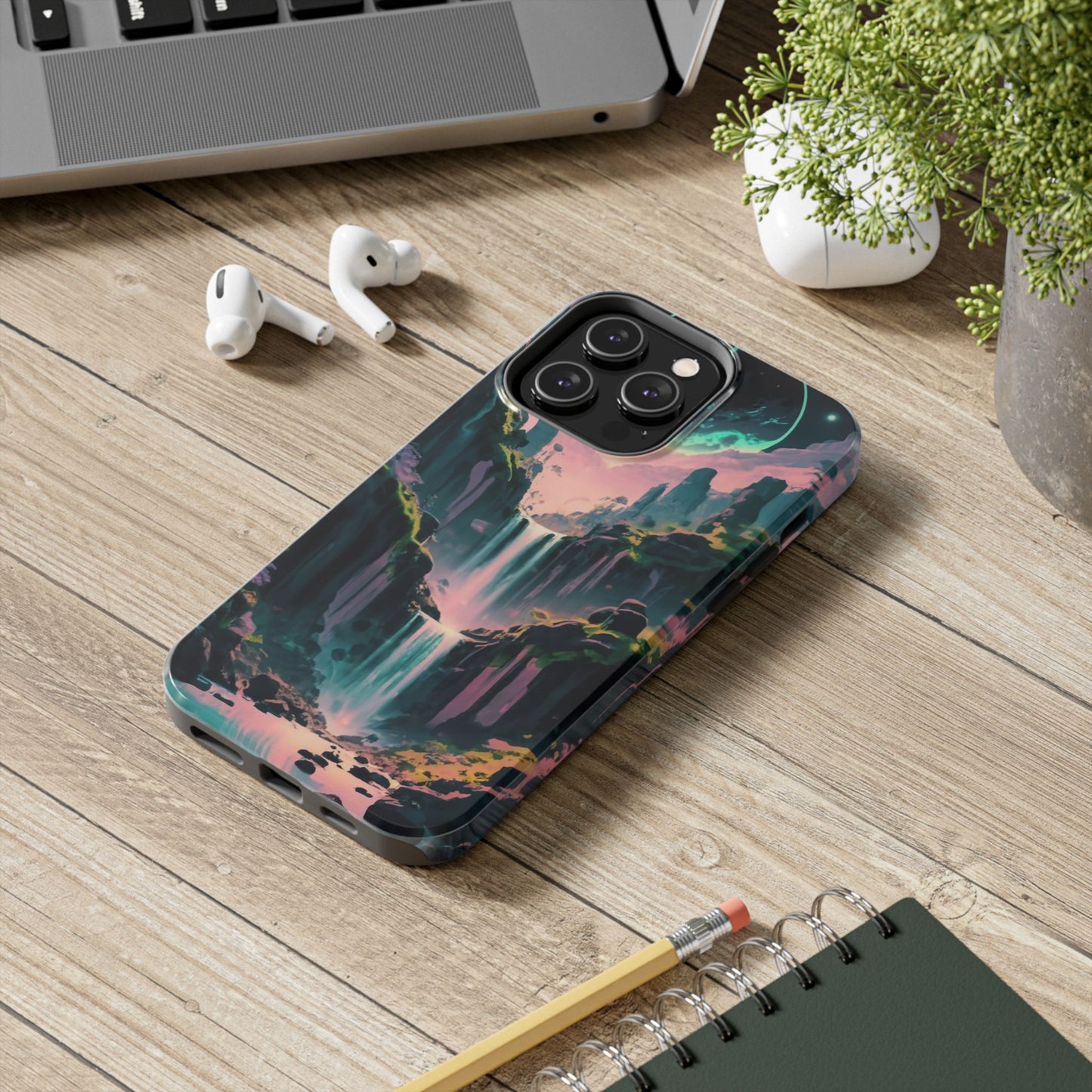 Moonfall Cascades Night View Tough Phone Case